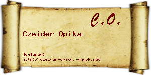 Czeider Opika névjegykártya